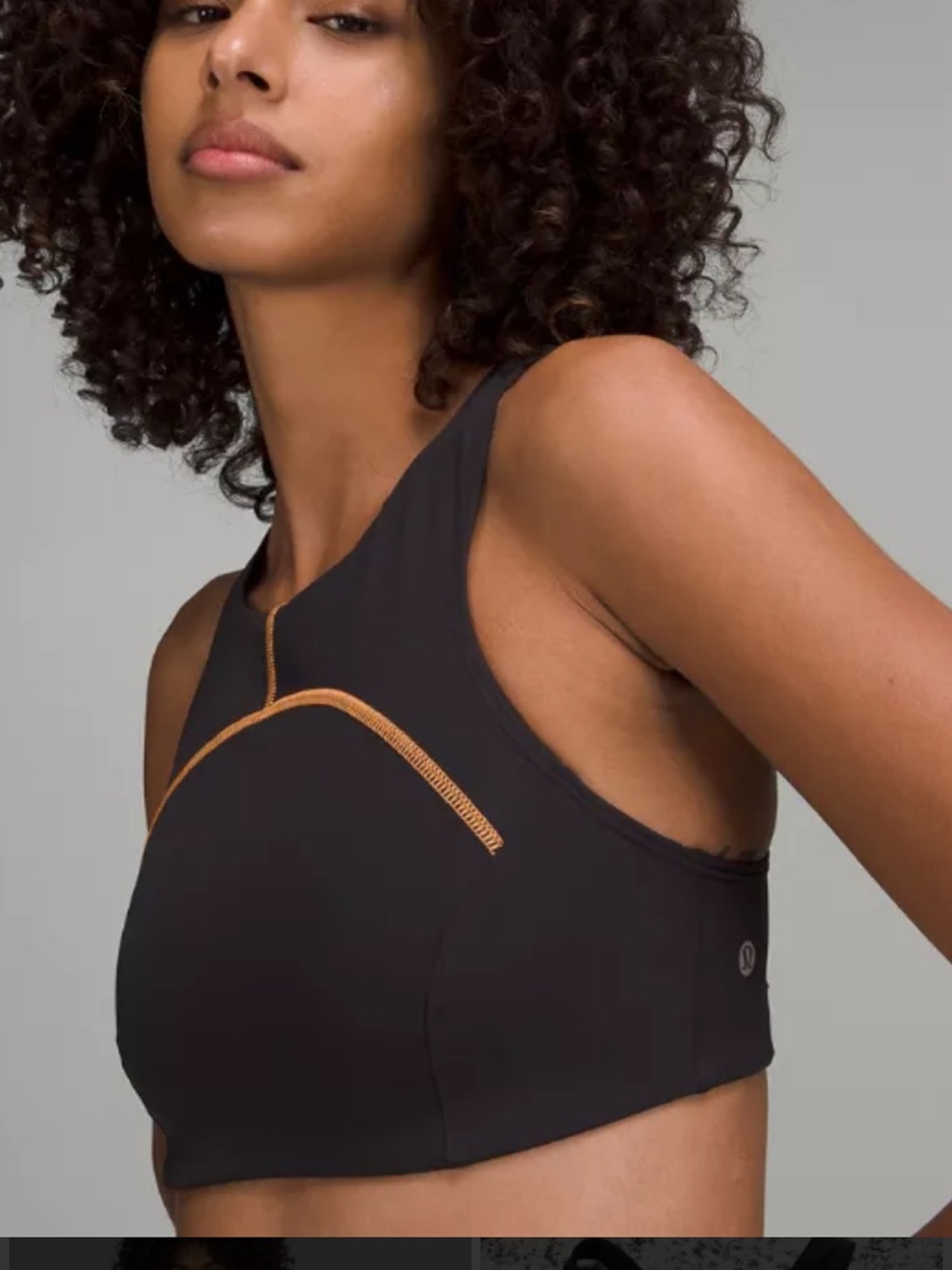 Lululemon Tough Train High Neck Bra A-B Cup Size 6 - Black w Orange Stitching